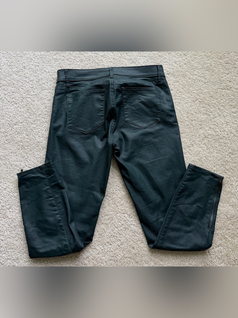 Lou & Gray Deep Hunter Evergreen Sheen Pants Jeans Zippered Leg Women’s Size 27